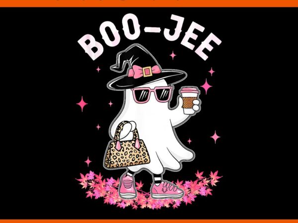 Cute boo jee ghost halloween leopard ghost coffee png t shirt vector file