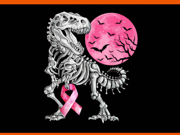 Dinosaur pink ribbon breast cancer awareness halloween png t shirt vector illustration