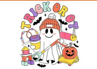 Trick Or OT Occupational Therapist Ghost Halloween PNG t shirt designs for sale