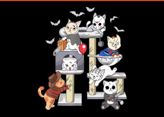 Cat Horror Movies Cute Halloween PNG t shirt vector file