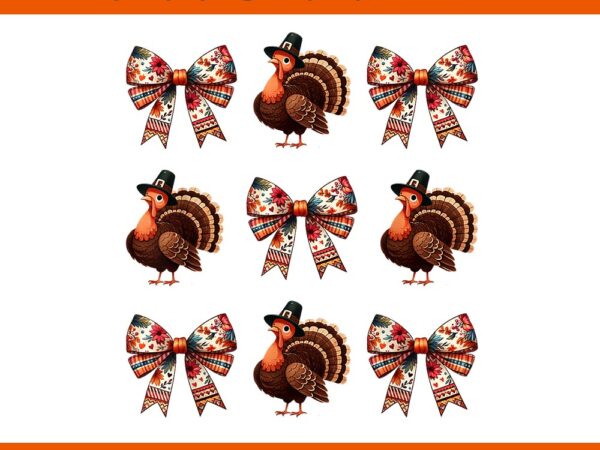 Retro thanksgiving fall pumpkin bow coquette png t shirt design online