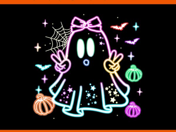 Cute colorful neon boo ghost halloween spooky season png t shirt vector file