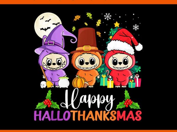 Happy hallothanksmas labubu halloween fall christmas png graphic t shirt