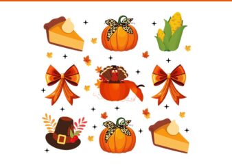 Retro Thanksgiving Coquette Bow Turkey Pumpkin Pie PNG