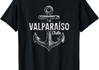 Valparaiso Chile Vintage Anchor Distressed Print T-Shirt