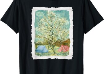 Vincent van Gogh Pink Peach Tree Camping Graphic for campers T-Shirt