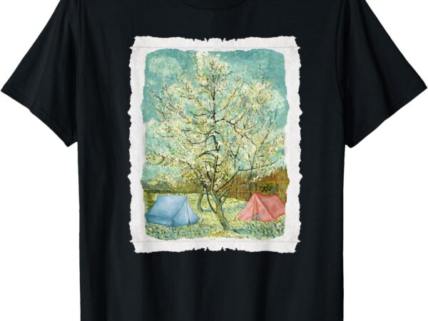 Vincent van gogh pink peach tree camping graphic for campers t-shirt