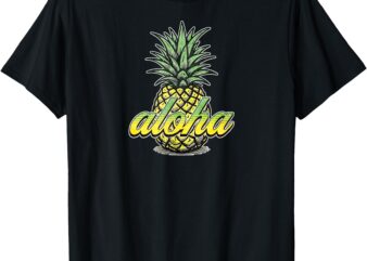 Vintage Aloha Pineapple Illustration T-Shirt