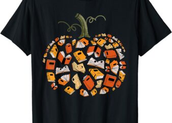 Vintage Book Pumpkin Autumn Fall Librarians Bookworm Teacher T-Shirt