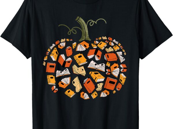 Vintage book pumpkin autumn fall librarians bookworm teacher t-shirt