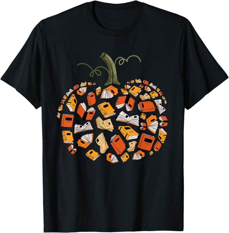 Vintage Book Pumpkin Autumn Fall Librarians Bookworm Teacher T-Shirt