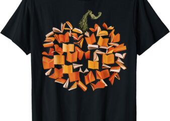 Vintage Book Pumpkin Autumn Fall Librarians Bookworm Teacher T-Shirt