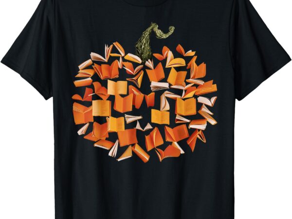 Vintage book pumpkin autumn fall librarians bookworm teacher t-shirt