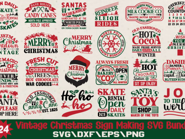 Vintage christmas sign making t-shirt bundle vintage christmas sign making svg bundle