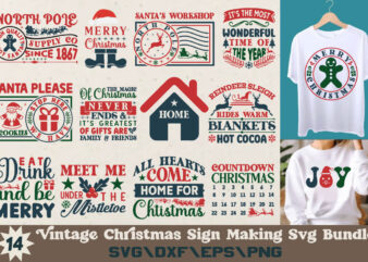 Vintage Christmas Sign Making T-shirt Bundle Vintage Christmas Sign Making SVG Bundle