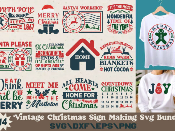 Vintage christmas sign making t-shirt bundle vintage christmas sign making svg bundle