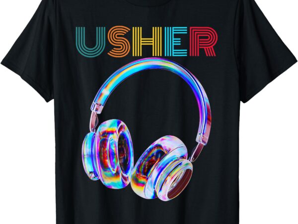 Vintage design usher hiphop fan music headphone men women t-shirt