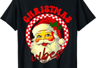 Vintage Groovy Santa Claus Christmas Vibes T-Shirt