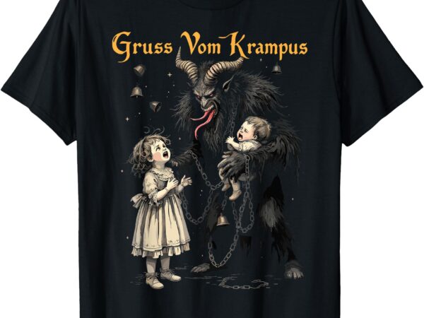 Vintage gruss vom krampus christmas eve naughty kids xmas t-shirt