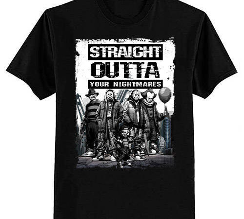 Vintage horror halloween scary straight outta nightmares t-shirt ltsp