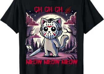 Vintage Horror Movie Cat Funny Cute Kitten Meow Graphic T-Shirt