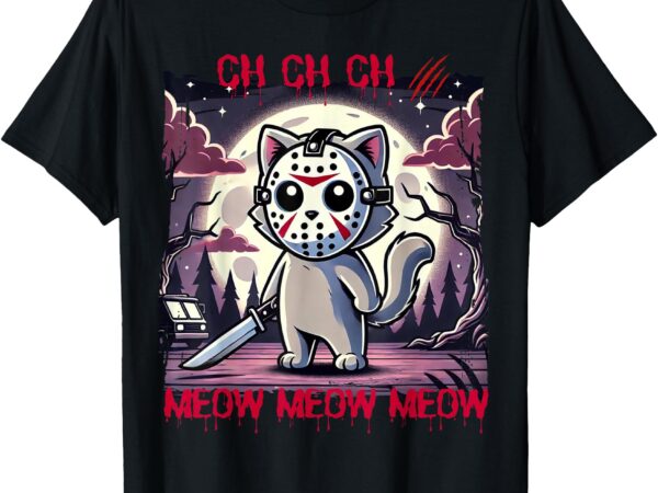 Vintage horror movie cat funny cute kitten meow graphic t-shirt