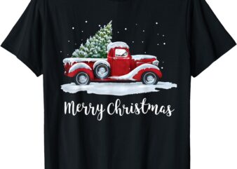 Vintage Merry Christmas Red Truck Old Fashioned Christmas T-Shirt