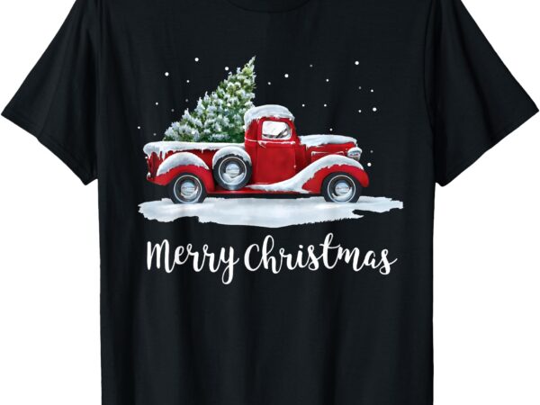 Vintage merry christmas red truck old fashioned christmas t-shirt