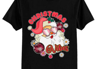 Vintage Pink Santa Claus Christmas Vibes Holiday Xmas Women T-Shirt ltsp