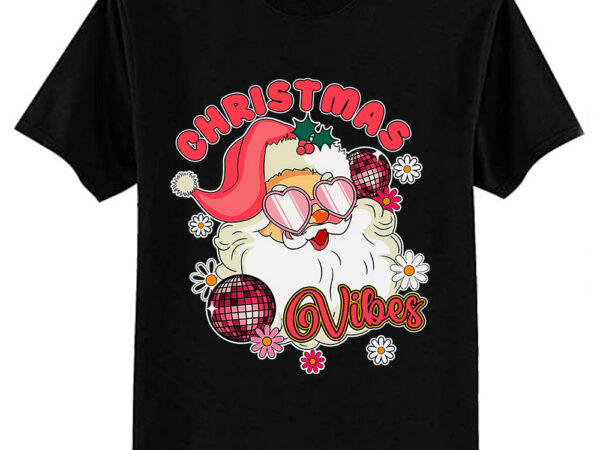 Vintage pink santa claus christmas vibes holiday xmas women t-shirt ltsp