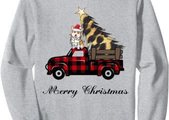 Vintage Red Truck pick a Corgi and Leopard Chrismast tree Sweatshirt