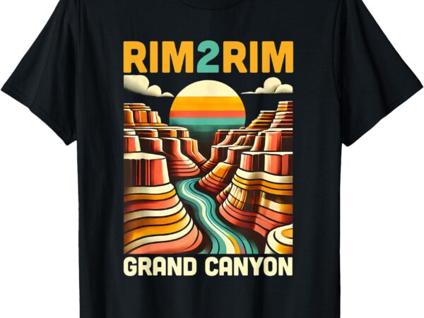 Vintage rim 2 rim grand canyon trail run, r2r2r run hiking t-shirt