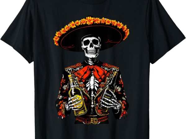 Vintage skeleton tequila mexico dia de los muertos mexican t-shirt