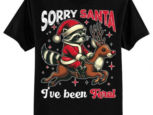 Vintage sorry santa i’ve been feral raccoon riding horse t-shirt ltsp