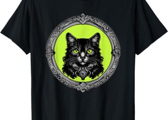 Vintage Tabby Cat Medalion Kitty Graphic T-Shirt