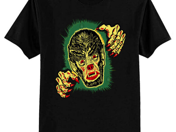 Vintage wolfmanwerewolf halloween art t-shirt