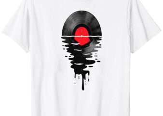 Vinyl LP Music Record Sunset Red T-Shirt