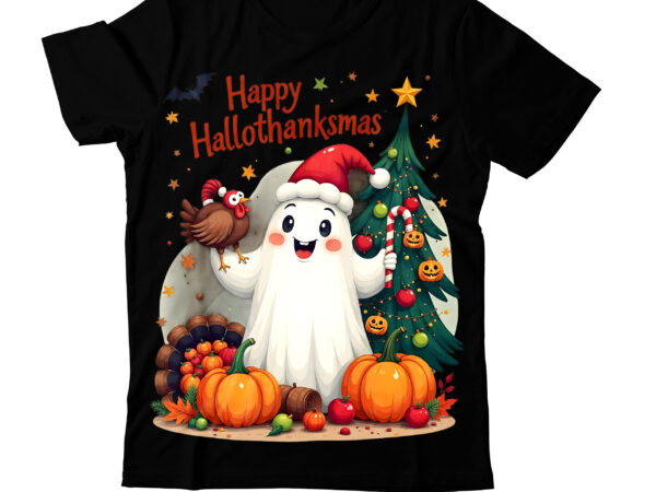 Happy hallothanksmas t-shirt design,halloween t-shirt design,halloween,halloween t-shirt design bundle,happy halloween t-shirt design