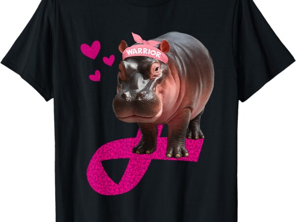 Warrior moo deng cute breast cancer awareness animal t-shirt