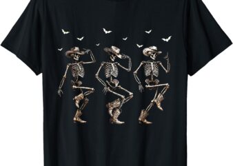 Western Halloween Cowboy Skeletons Dance couple matching tee T-Shirt