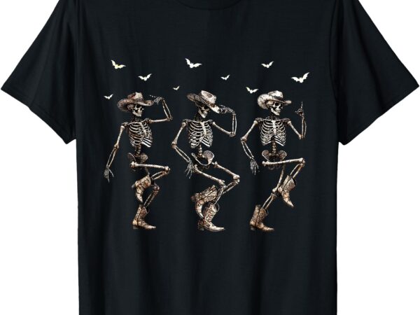 Western halloween cowboy skeletons dance couple matching tee t-shirt