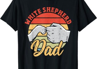 White Shepherd Dad Dog Vintage White German Shepherd T-Shirt