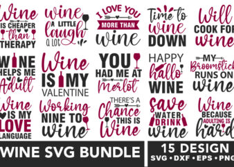 Wine SVG Bundle t shirt design for sale