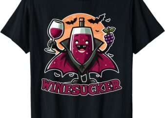 Winesucker Vampire Wine Bottle Halloween Drinking T-Shirt