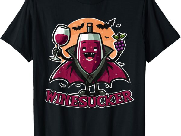 Winesucker vampire wine bottle halloween drinking t-shirt