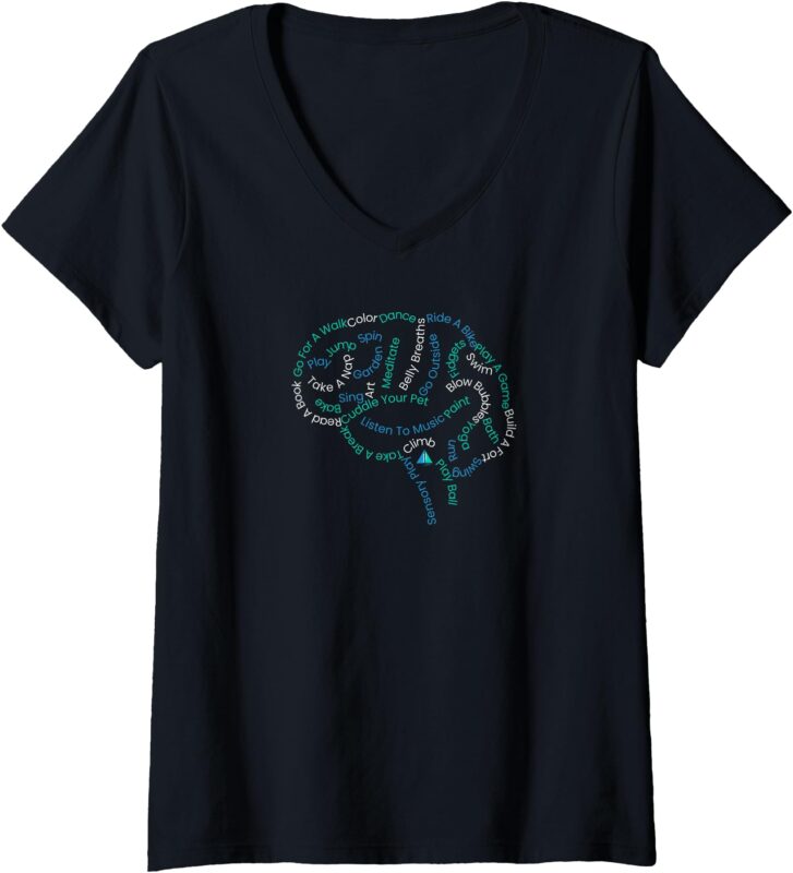 Womens Coping Skills for the Brain V-Neck T-Shirt