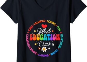 Womens Gifted Education Crew Appreciation Week Back to School V-Neck T-Shirt