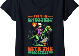 Womens I’m The Ghostest With Halloween Mostest V-Neck T-Shirt