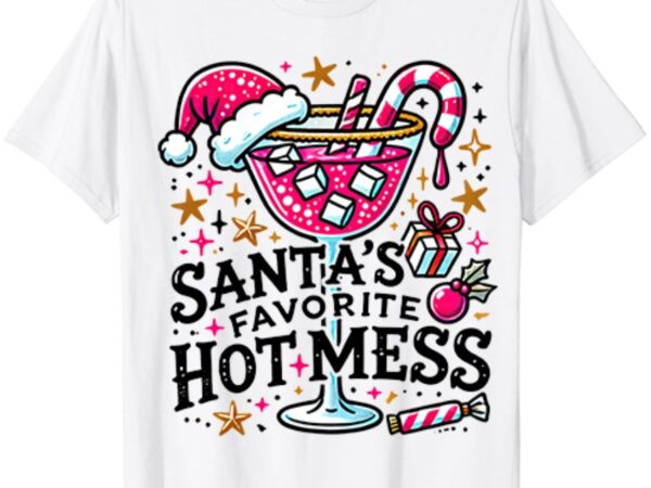 Womens santa’s favorite hot mess funny margarita v-neck t-shirt ltsp