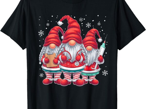 Xmas medical scrub top cute nursing christmas gnomes nurse t-shirt